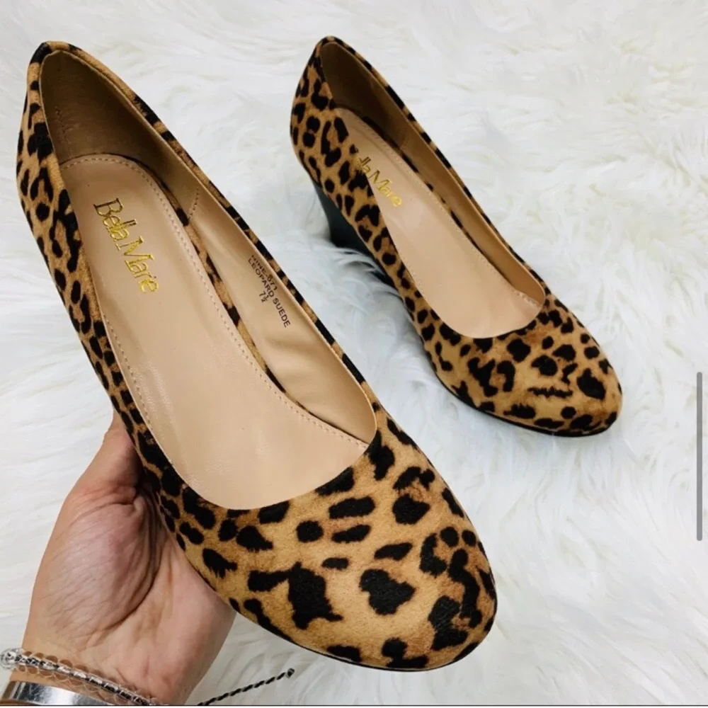 SALE NEW leopard kitten wedge heels